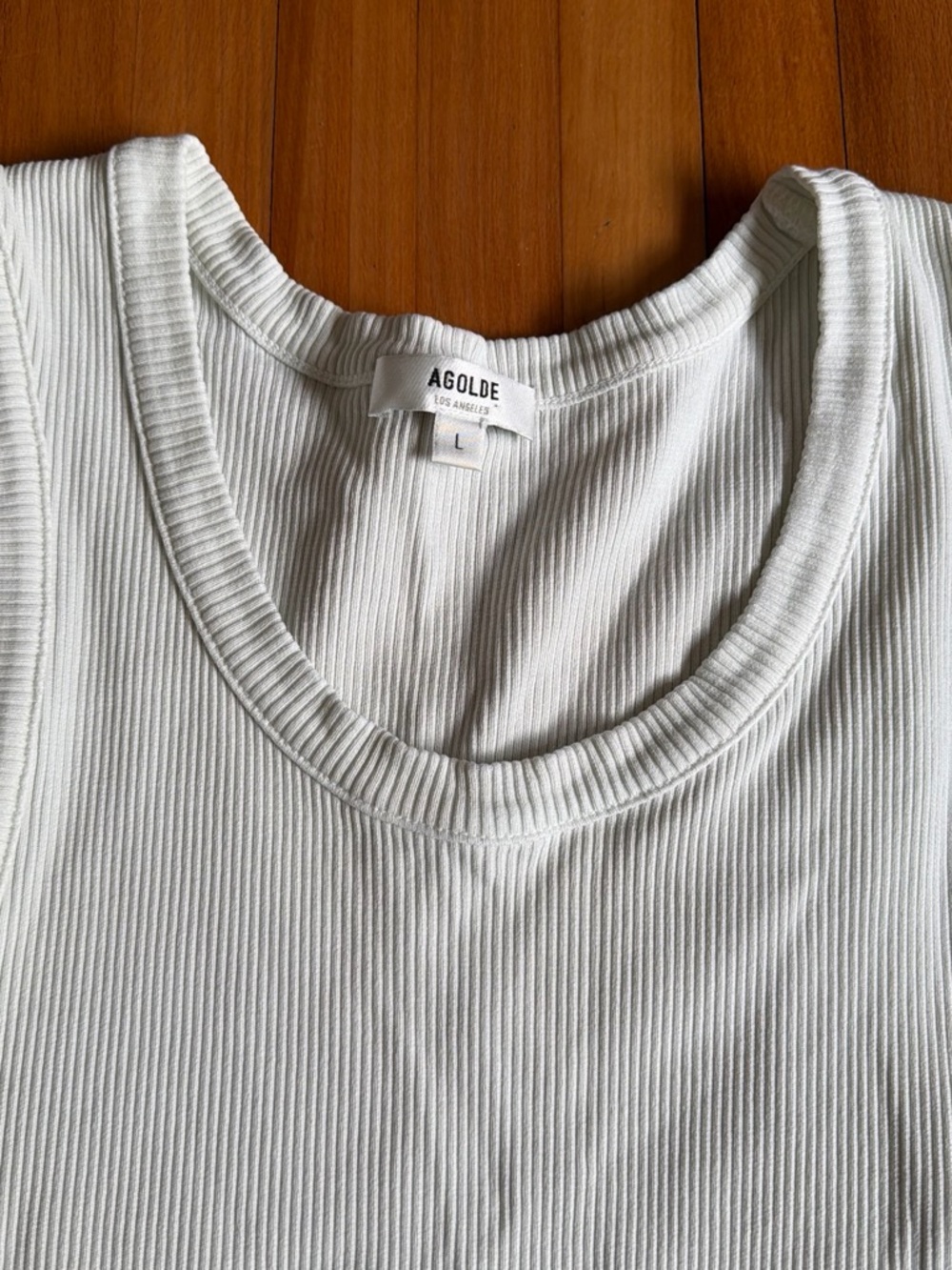 Agolde White Ribbed Tank Top - Picture 2 of 3